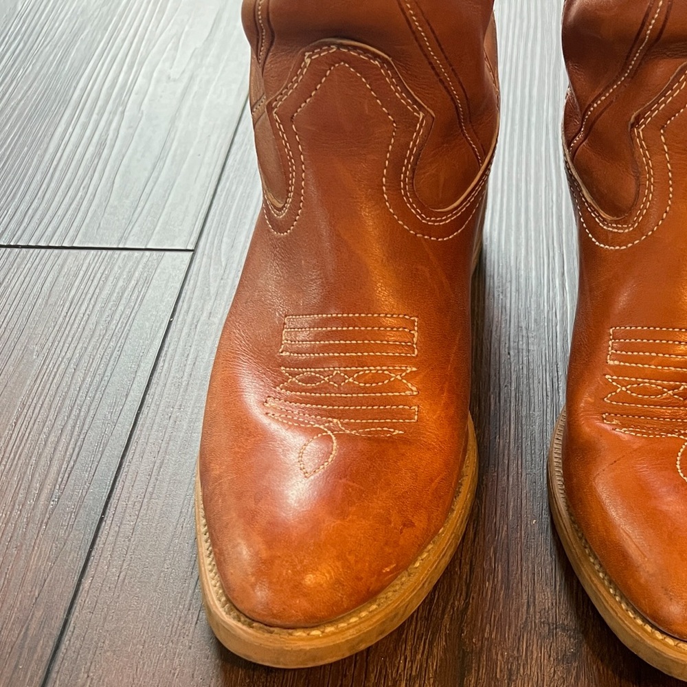 Landis Cognac Brown Country Western Leather Cowboy Boots Mens Sz 10 - Picture 5 of 16